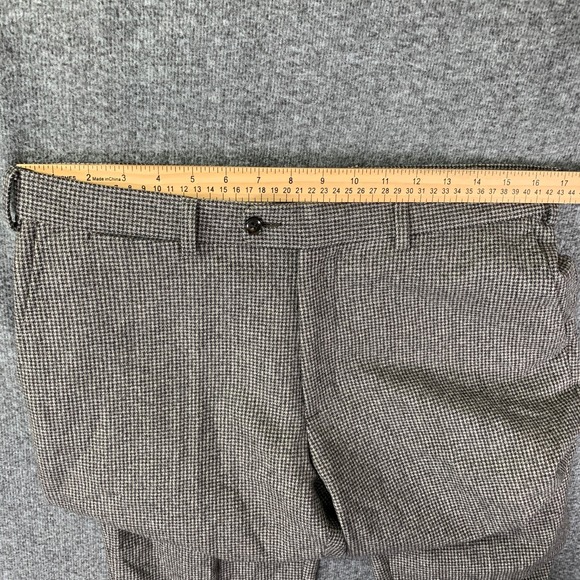 Suitsuppy Wool Pants Men 34x29 Brown Vitale Barberis Flannel Soho Houndstooth - Picture 6 of 13